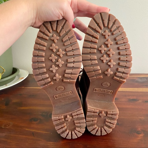 TIMBERLAND Cognac Leather Lace Up Chunky Heel Boots - Picture 8 of 8